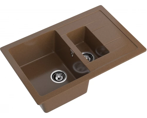 GRANFEST Мойка композит QUADRO GF-Q--775KL 1.5-чаш+крыло 775*500мм   терракот арт.GF-