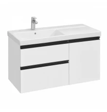 DOMI Тумба под раковину Gap Plus 100, 2 ящ., 1 дв., белый глянец, левая, ROCA