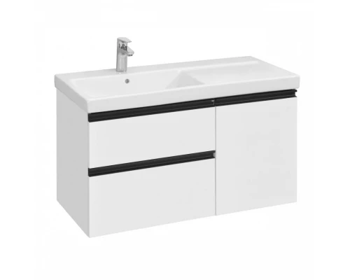 DOMI Тумба под раковину Gap Plus 100, 2 ящ., 1 дв., белый глянец, левая, ROCA