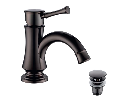 Peretto Смеситель для раковины, монолит.излив 56мм д.клап.Click/Cl, р/ОД, черный кофе, LM, LM6306RB