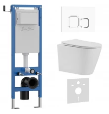 Комплект 3в1 IBERICA BLANCA инсталляция SILENCIO MINI, унитаз BURGOS ALTO белый, кнопка смыва ESTI-Q белый глянцевый (IB.001M.BRA.231.831)