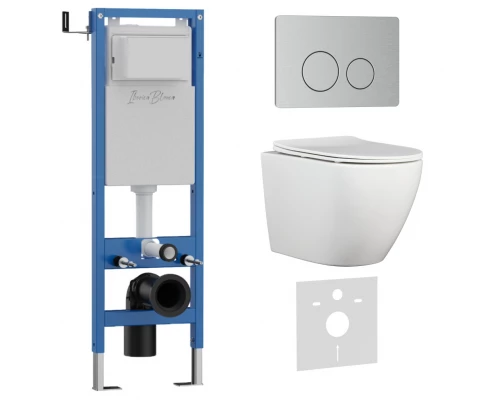 Комплект 3в1 IBERICA BLANCA инсталляция SILENCIO MINI, унитаз BILBAO ALTO белый, кнопка смыва INOX-O хром матовый (IB.001M.BLA.231.8132)