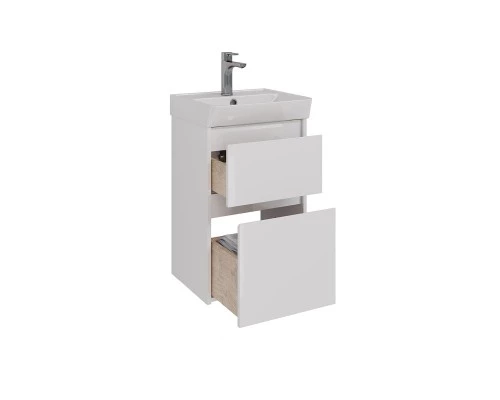 Тумба Lemark COMBI 45 см под 1 раковину, подвесная/напольная, 2 ящика, цвет корпуса, фасада: Белый г