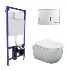 Комплект для монтажа  подвесного унитаза: инсталляция NOVUM525, кнопка L3 хром глянец, унитаз VENTAS