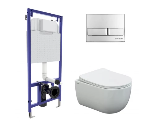 Комплект для монтажа  подвесного унитаза: инсталляция NOVUM525, кнопка L3 хром глянец, унитаз VENTAS