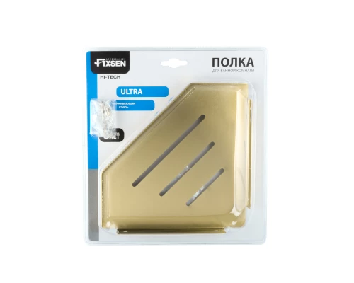 Полка угловая одноэтажная FIXSEN Hi-Tech, золото-сатин (FX-841G)