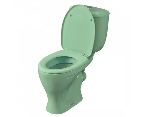 Унитаз-компакт "Воротынский" косой выпуск, с кнопочной арматурой и сиденьем, салатовый  SANTERI