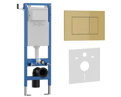 Комплект 2в1 IBERICA BLANCA инсталляция SILENCIO MINI, кнопка смыва ESTI-S золото матовое (IB.001M.854)