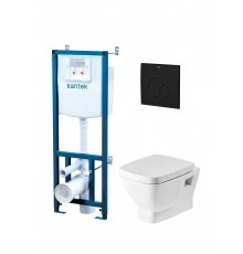 ПЭК НЕО (подвес. унитаз с сиденьем, инсталляция, панель черн. матт), САНТЕК