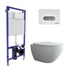 Комплект: инсталляция NOVUM, кнопка D7, унитаз PUMA Rimless 51 см, сиденье дюропласт Toma Slim SO, B