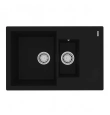 Кухонная мойка Lemark RAMZA 760 врезная прямоугольная с доп.чашей и крылом из кварцгранита, Антрацит