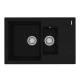 Кухонная мойка Lemark RAMZA 760 врезная прямоугольная с доп.чашей и крылом из кварцгранита, Антрацит