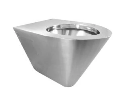 Унитаз из нержавеющей стали без сливного бака треугольный глянцевый 380х355х540