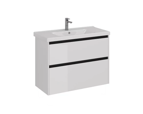 Тумба Lemark COMBI 100 см под 1 раковину, подвесная/напольная, 2 ящика, цвет планки: Чёрный, цвет ко