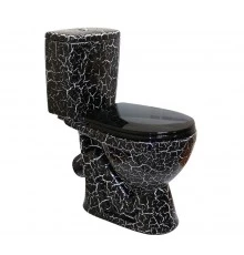 ЛИРА Унитаз-компакт ,наккл. вып.,с арм-рой, сиденьем,креплением, черный кракелюр ROSA