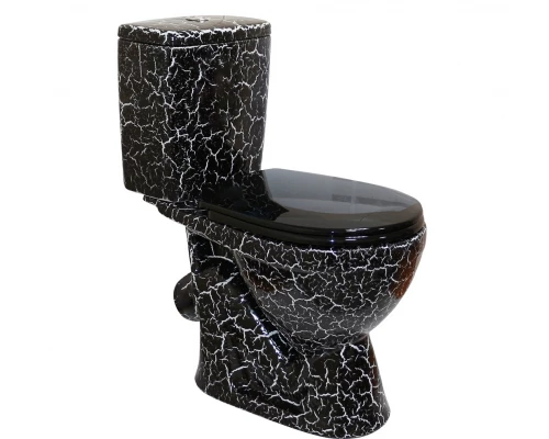 ЛИРА Унитаз-компакт ,наккл. вып.,с арм-рой, сиденьем,креплением, черный кракелюр ROSA