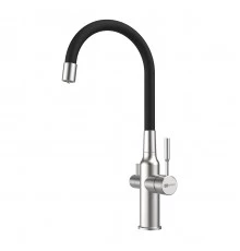 Expert Смеситель для кухни, гиб.излив, р/ОД, сталь/черный, LM, LM5083S-Black
