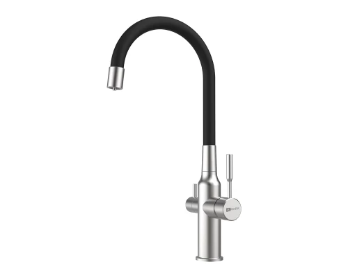 Expert Смеситель для кухни, гиб.излив, р/ОД, сталь/черный, LM, LM5083S-Black