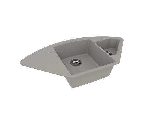 Кухонная мойка Lemark IRKANA 980 врезная угловая с доп. чашей и крылом из кварцгранита, Грей