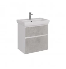 Тумба Lemark COMBI 70 см под 1 раковину, подвесная/напольная, 2 ящика, цвет фасада: Бетон, цвет корп