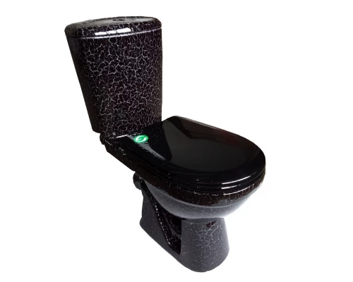 КОМФОРТ Унитаз-компакт (КОМФОРТ+) с арматурой, сиденьем, креплением, кракелюр черный. ROSA