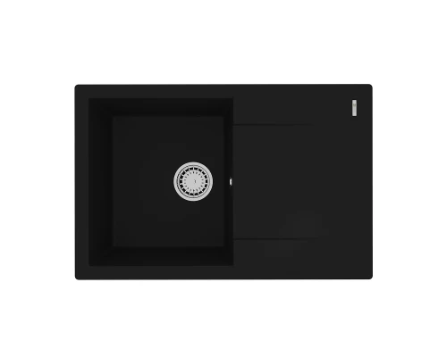 Кухонная мойка Lemark IMANDRA 760 врезная прямоугольная с крылом из кварцгранита, Антрацит 