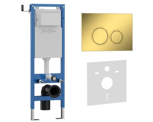 Комплект 2в1 IBERICA BLANCA инсталляция SILENCIO MINI, кнопка смыва ESTI-O золото глянцевое (IB.001M.826)