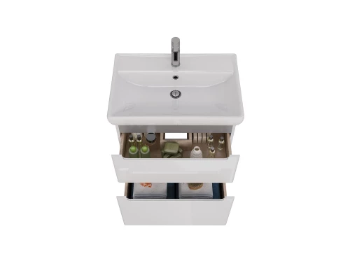 Тумба Lemark BUNO 70 см под 1 раковину, подвесная/напольная, 2 ящика, цвет планки: Серый, цвет корпу