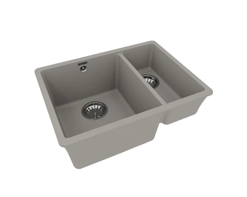 Кухонная мойка Lemark SINARA 550.2-U подстольного монтажа с доп.чашей из кварцгранита, Грей