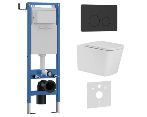 Комплект 3в1 IBERICA BLANCA инсталляция SILENCIO MINI, унитаз TOLEDO ALTO белый, кнопка смыва INOX-O черный матовый (IB.001M.TLA.234.812)