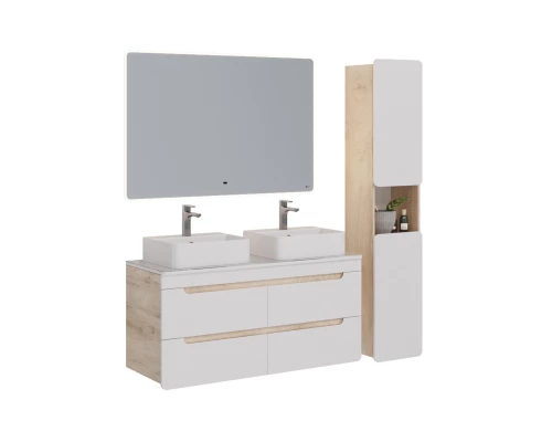 Тумба Lemark OLIVIA 125 см под 2 раковины, подвесная,4 ящика, цвет корпуса: Дуб кантри, цвет фасада: