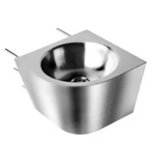 Раковина из нержавеющей стали настенная  полукруглая c антивандальным креплением левая, шт