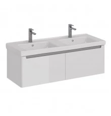 Тумба Lemark BUNO MINI 125 см под 2 раковины, подвесная, 2 ящика, цвет планки: Серый, цвет корпуса, 