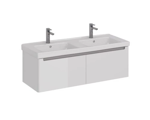 Тумба Lemark BUNO MINI 125 см под 2 раковины, подвесная, 2 ящика, цвет планки: Серый, цвет корпуса, 