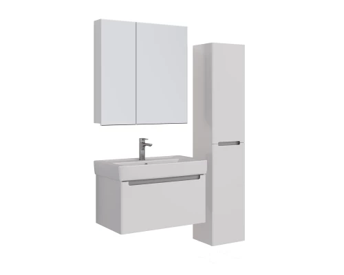 Тумба Lemark BUNO MINI 80 см под 1 раковину, подвесная, 1 ящик, цвет планки: Серый, цвет корпуса, фа