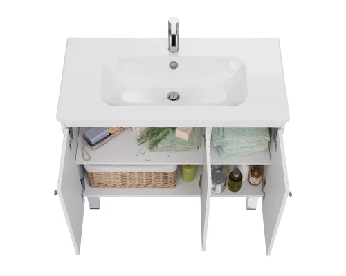 Тумба Lemark ROMANCE 100 см под 1 раковину, подвесная/напольная, 3-х дверная, цвет корпуса, фасада: 