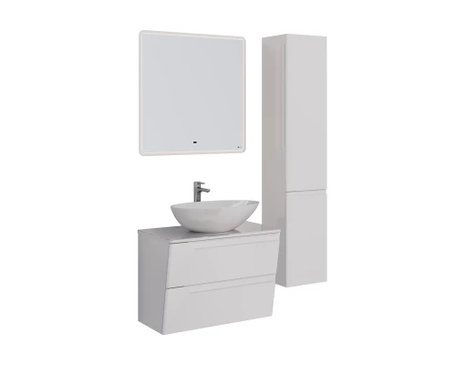 Тумба Lemark MIANO 80 см под 1 раковину, подвесная, 2 ящика, цвет корпуса, фасада: Белый глянец