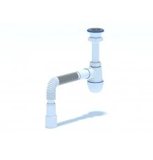 ANI Сифон для раковины 1 1/2"*40 c гибкой трубой 40*40/50мм. (длина винта 70мм.), ANI PLAST
