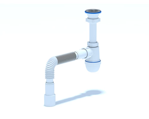 ANI Сифон для раковины 1 1/2"*40 c гибкой трубой 40*40/50мм. (длина винта 70мм.), ANI PLAST