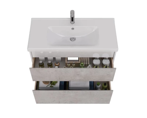 Тумба Lemark COMBI 100 см под 1 раковину, подвесная/напольная, 2 ящика, цвет фасада: Бетон, цвет кор