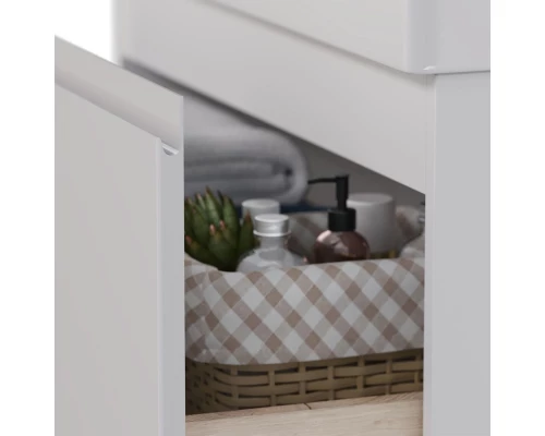 Тумба Lemark VEON 90 см под 1 раковину, подвесная/напольная, 2 ящика, цвет корпуса, фасада: Белый гл