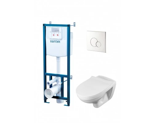 ПЭК БОРЕАЛЬ (подвес.унитаз,инсталляц,сид.дюр.Soft-close,Clip up,панель смыва хр.глянец),САНТЕК