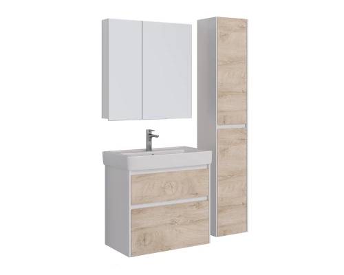 Тумба Lemark COMBI 80 см под 1 раковину, подвесная/напольная, 2 ящика, цвет фасада: Дуб кантри, цвет