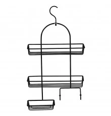 Полка прямоугольная двухэтажная с мыльницей черная Fixsen FX-970B