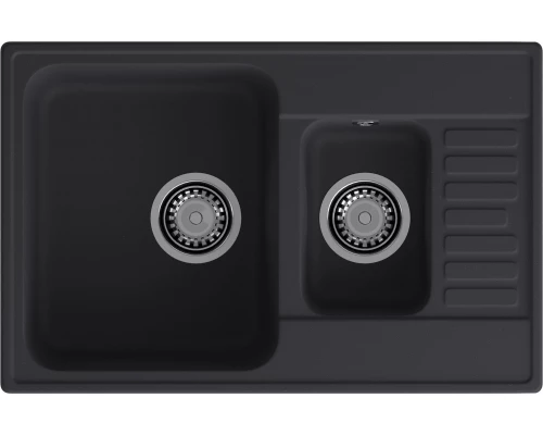 GranFest QUARZ (ECO-21К) Мойка 1.5-чаш+кр. 740*480 (черный)