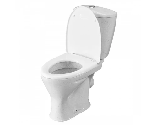 Унитаз-компакт "Версия" наклонный выпуск, с кнопочной арматурой и сиденьем, крап на белом  SANTERI