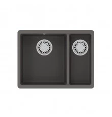 Кухонная мойка Lemark SINARA 550.2-U подстольного монтажа с доп.чашей из кварцгранита, Серый шёлк