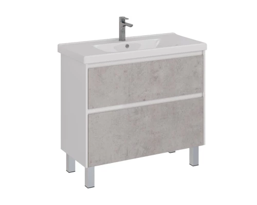 Тумба Lemark COMBI 100 см под 1 раковину, подвесная/напольная, 2 ящика, цвет фасада: Бетон, цвет кор