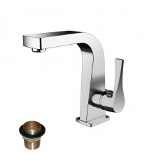 RS34 Смеситель для раковины, выс.монолит.излив 133мм, р/ОД, хром, ROS, RS34-12U