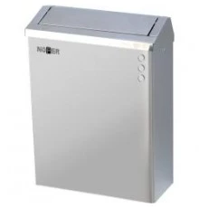 Контейнер для мусора настенный из нержавеющей стали матовый 23 л. С крышкой и замком